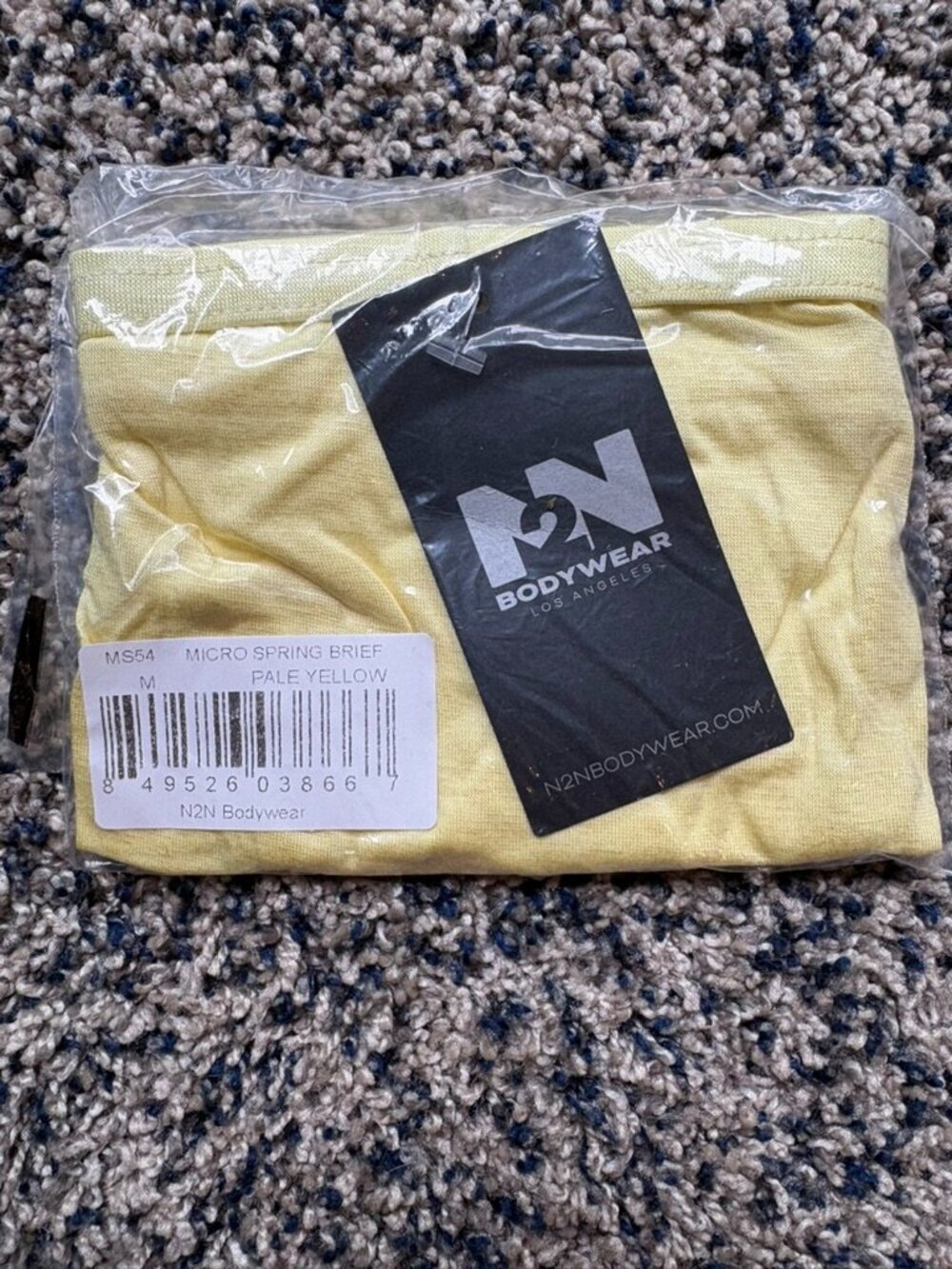 Men's N2N Bodywear Micro Spring Briefs in Pale Yellow - Size Medium - NWT